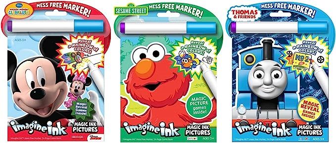 Bundle of 3 Imagine Ink Magic Pictures Activity Books - Mickey Mouse Clubhouse, Sesame Street, an... | Amazon (US)