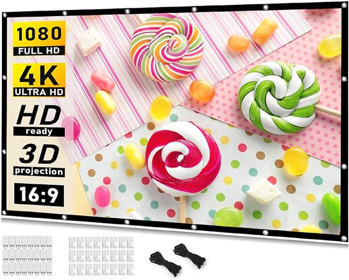 Projector Screen 120 inch, Taotique Movie Projector Screen 16:9 Foldable and Portable Anti-Crease... | Amazon (US)