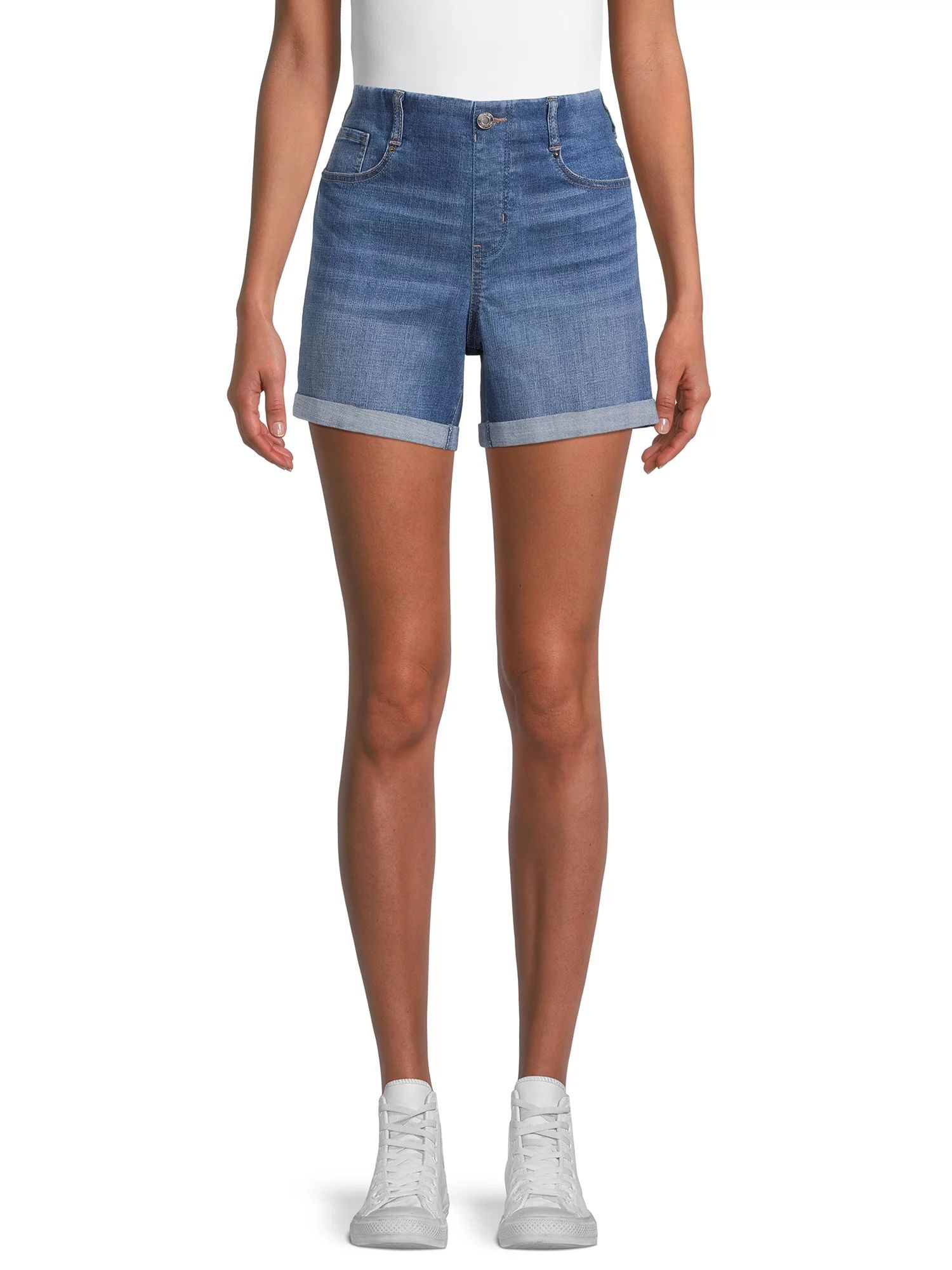 Time and Tru Women's Pull-On Denim Shorts - Walmart.com | Walmart (US)