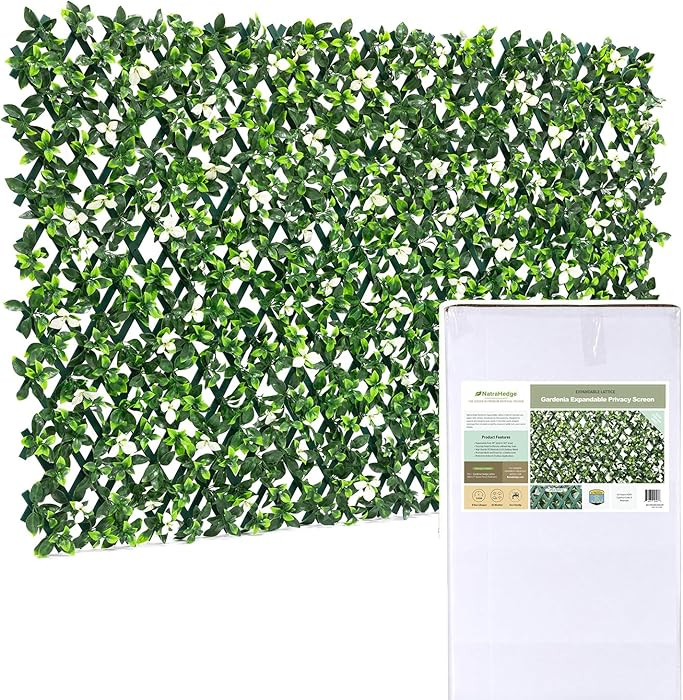 NatraHedge Artificial Privacy Grass Wall Decor, White Gardenia, Faux Trellis, Expandable Lattice ... | Amazon (US)