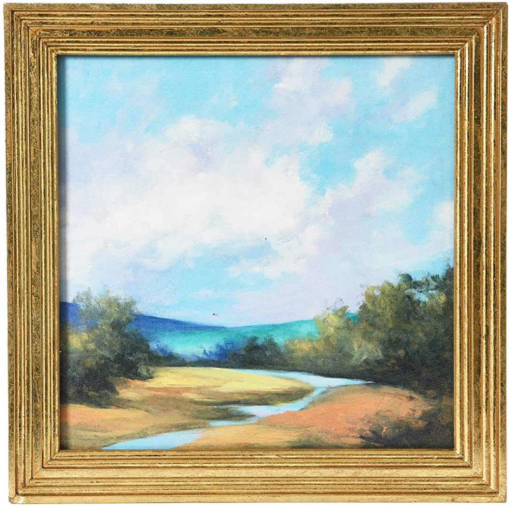 Creative Co-Op 15.75" Square Watercolor Nature Landscape with Solid Wood Frame | Amazon (US)
