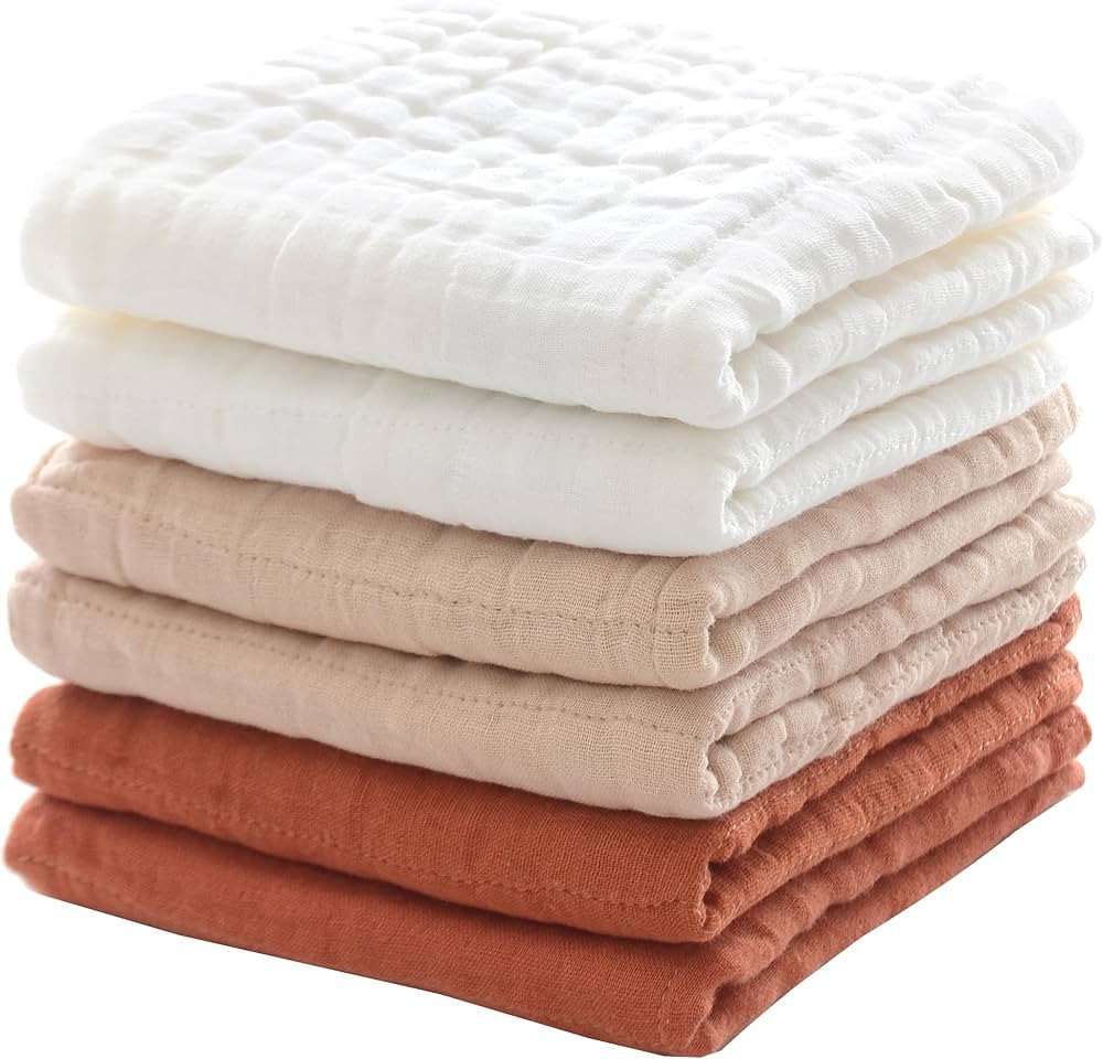MUKIN Baby Washcloths, Soft Muslin Cotton Face Cloths, Newborn Absorbent Bath Wipes, Burp Cloths ... | Amazon (US)