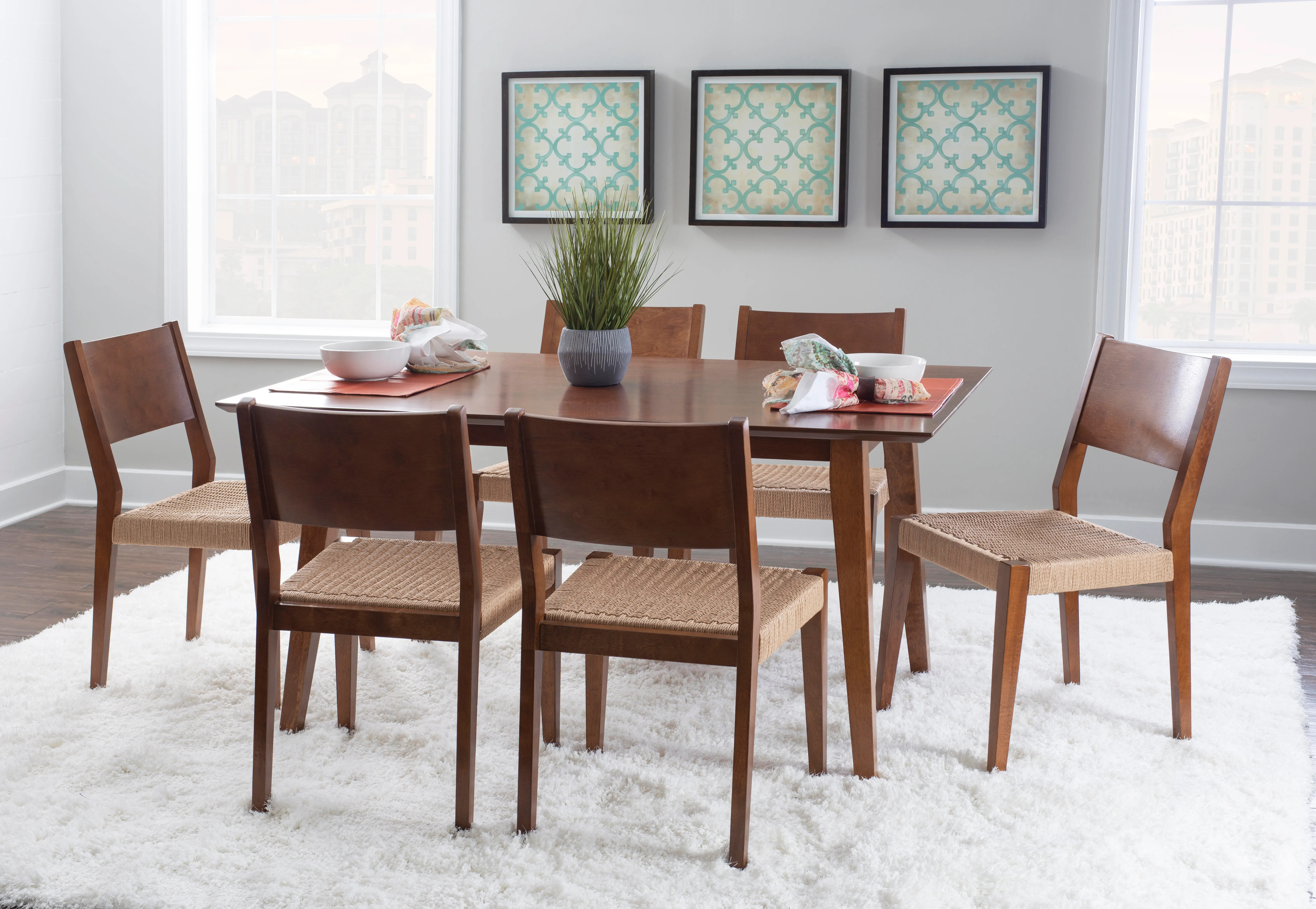 Linon Farren Dining Table and 6 Chairs, Brown | Ashley