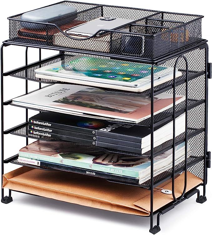 KEEGH Paper Organizer Letter Tray,5 Tier Office Desk Organizers and Accessories, Mesh Desk File O... | Amazon (US)