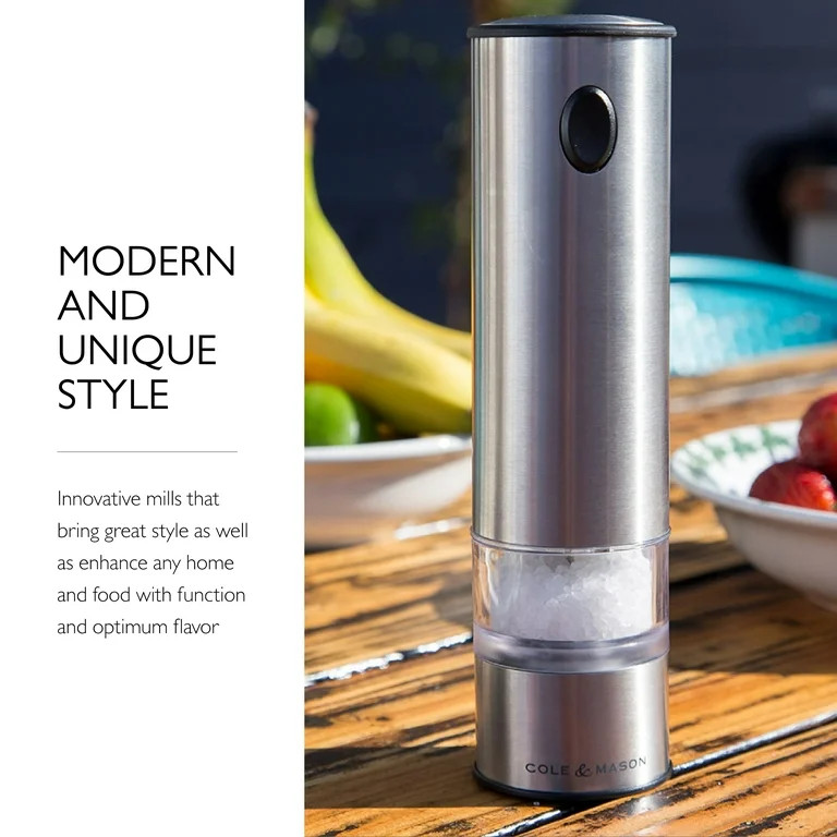 Cole & Mason Battersea Electronic Adjustable Salt and Pepper Mill Set, Silver - Walmart.com | Walmart (US)