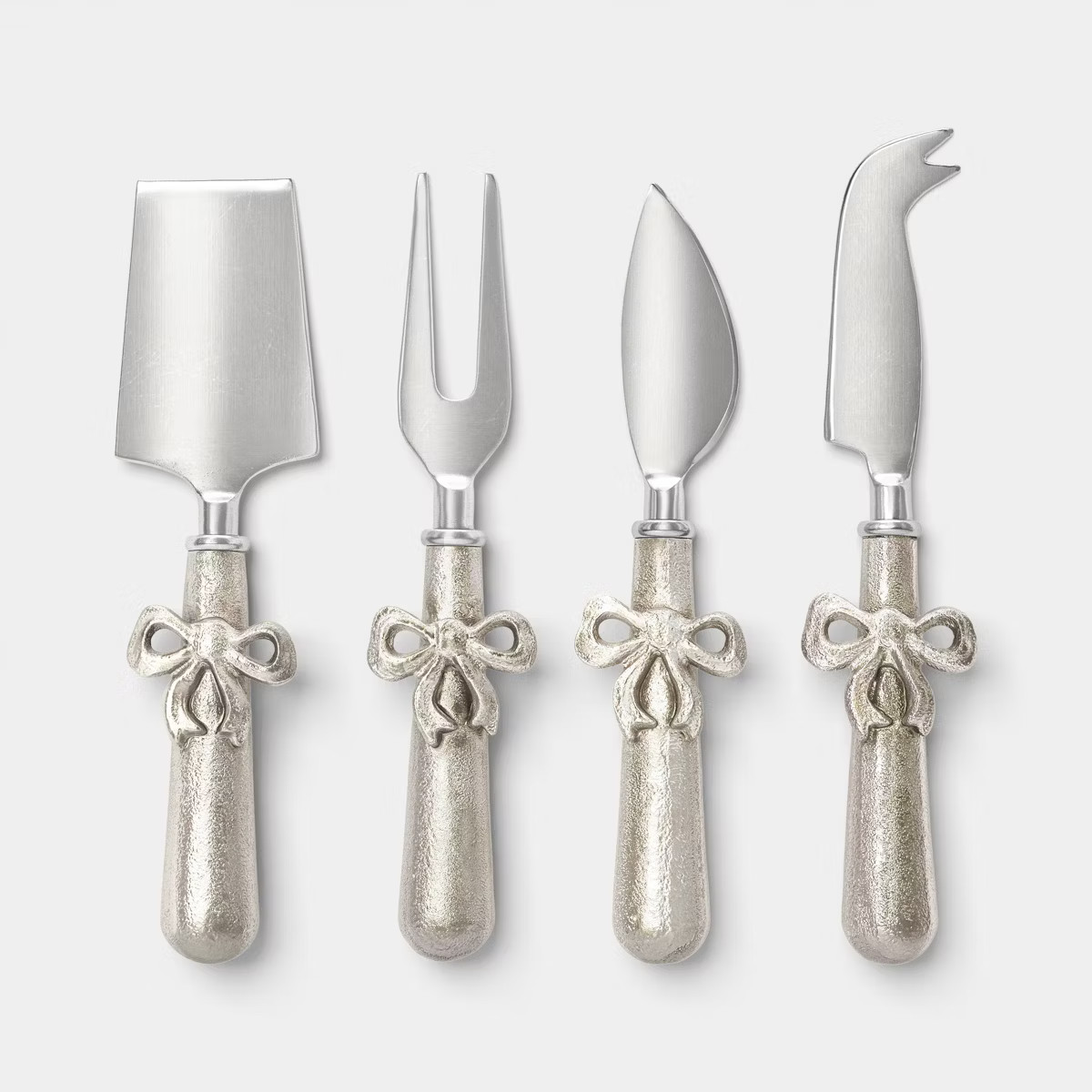 4pk Bow Cheese Tool Set Silver - Threshold™ | Target