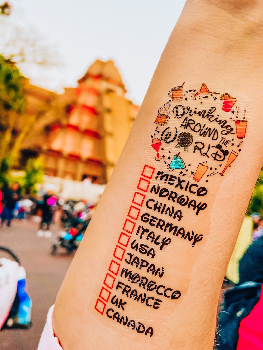 Drinking Around the world Tattoo-Food & Wine Festival-Epcot World Showcase-Drink around the world... | Etsy (US)