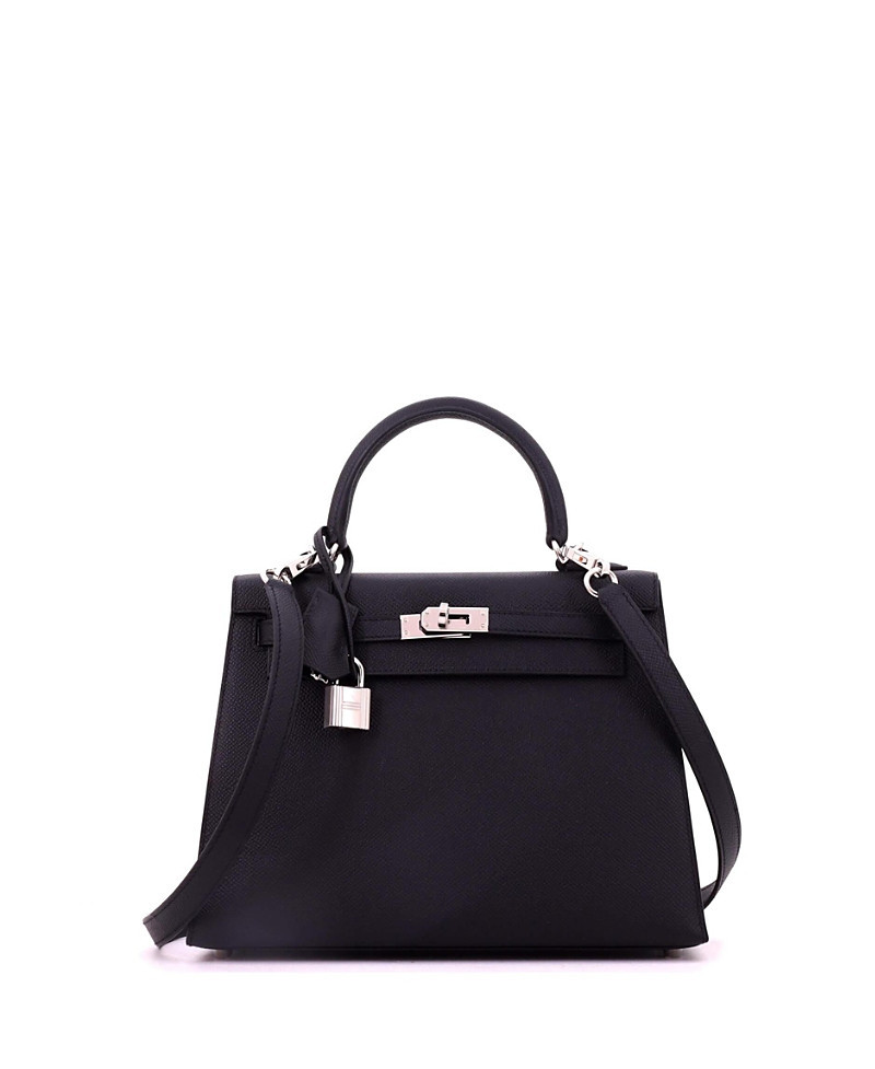 Pre-Owned HERMES Kelly 25 Handbag Black Epsom with Palladium Hardware | Bloomingdale's (US)