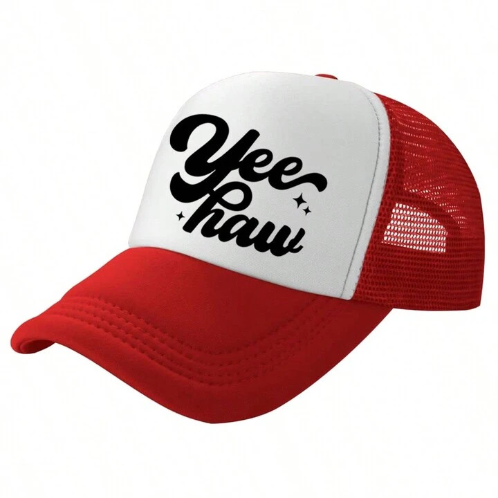 1PC Fashion Trucker Hat Yee Haw Print, Ademend Mesh, Snapback Hat Voor Casual Leisure Outdoor Spo... | SHEIN