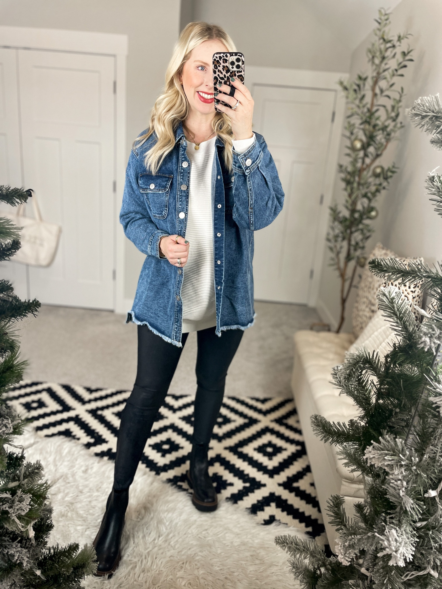 Weekend Walmart wins try on 
Jacket- 0X
Sweater medium 
Faux leather leggings small 

#LTKunder50 #LTKSeasonal #LTKstyletip