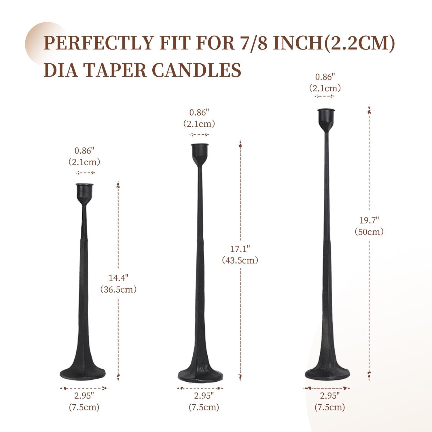 Iron Black Candlestick Holders, Set of 3 Candle Stick Holders,Fits 3/4 inch Thick Candle&Led Cand... | Amazon (US)