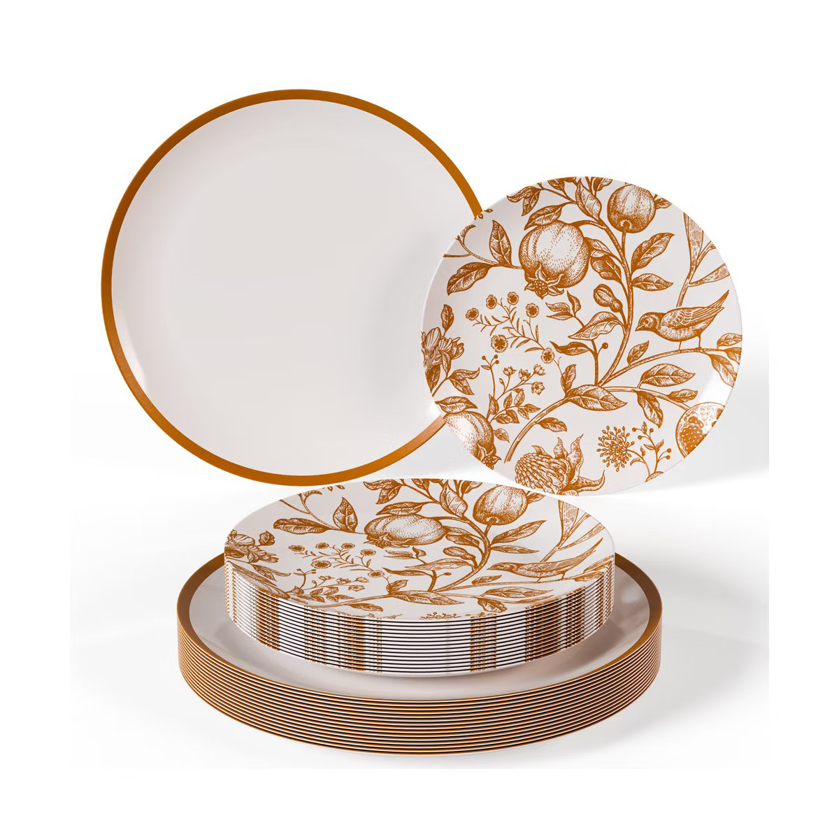 Trendables Plastic Disposable Plate Set 20 x 8" and 20 x 10" Brown and White Thanksgiving Plate w... | Target