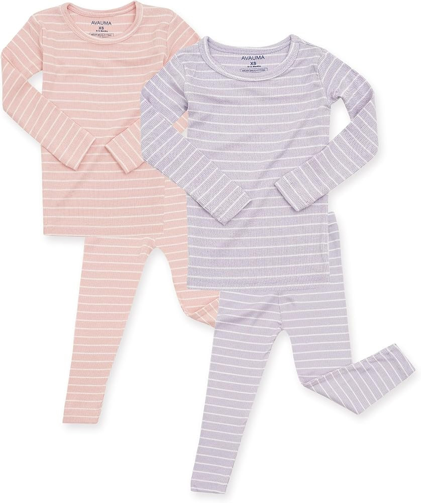 AVAUMA Stripe Pattern Baby Boys Girls Pajama Set Kids Toddler Snug fit Ribbed Sleepwear pjs for D... | Amazon (US)