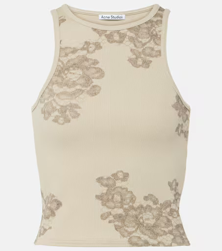 Printed ribbed-knit cotton-blend tank top | Mytheresa (US/CA)