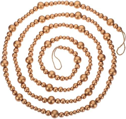 Wooden Beaded Garland Rustic Farmhouse Bead Wall Hanging Decor Country Natural Holiday Tree Garla... | Amazon (US)