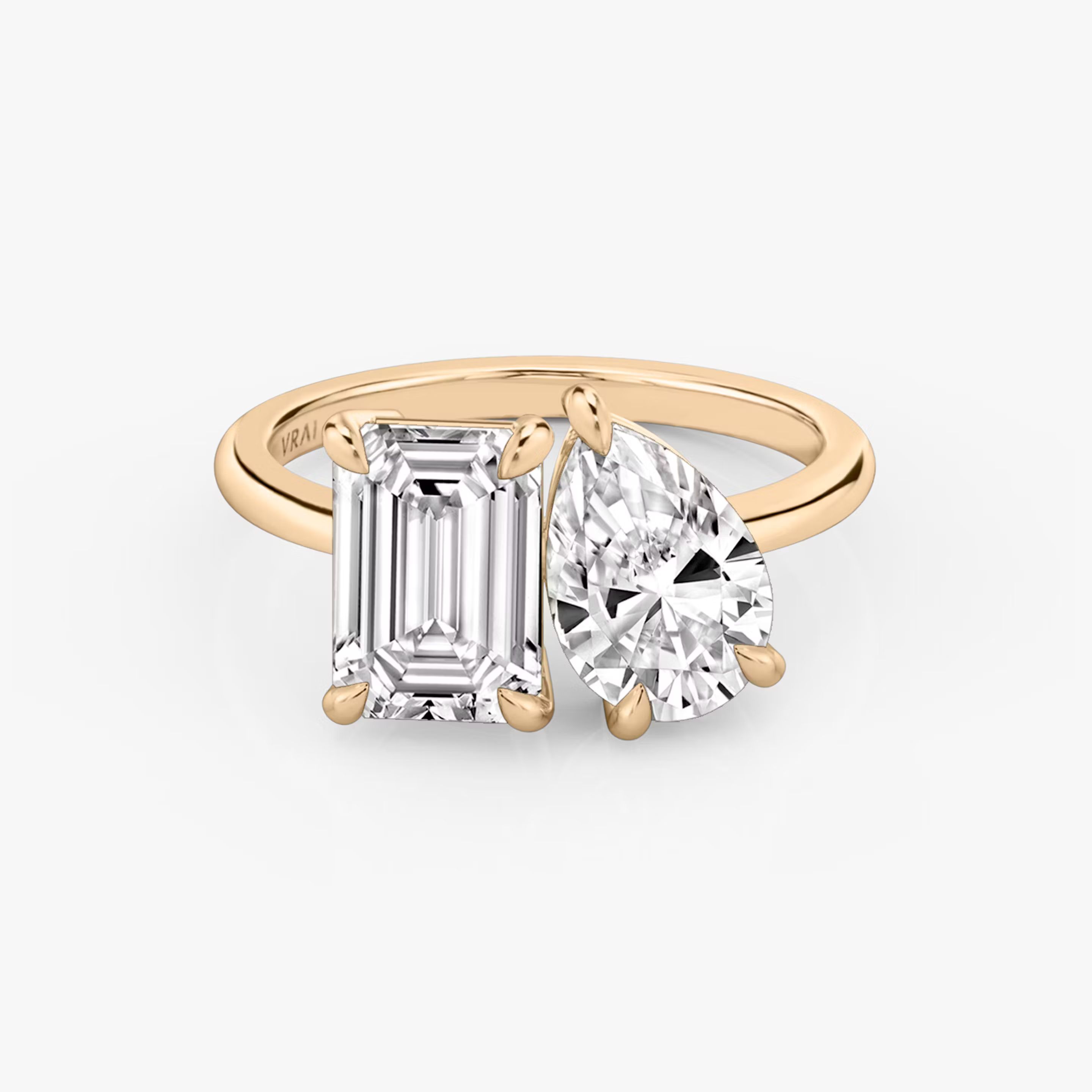 The Toi et Moi Emerald and Pear Engagement Ring | Vrai and Oro