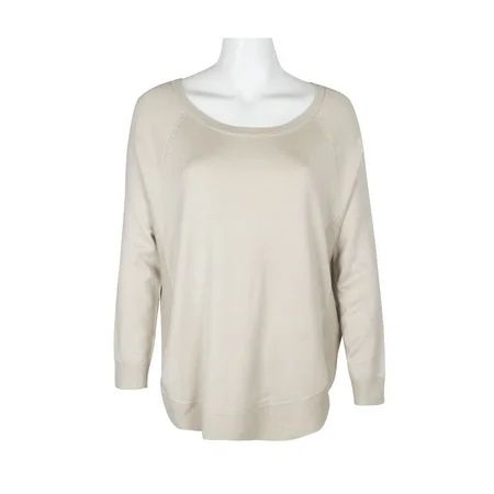Anna Rose Scoop Neck Long Sleeve Solid Knit Top-OATMEAL / L | Walmart (US)