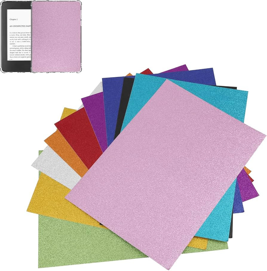 10pcs Insert Card Stock for Kindle Paperwhite, 6.8 Inch Solid Glitter Paper Clear Case Inserts Ca... | Amazon (US)