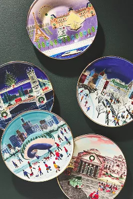 Holiday In The City Dessert Plate | Anthropologie (US)
