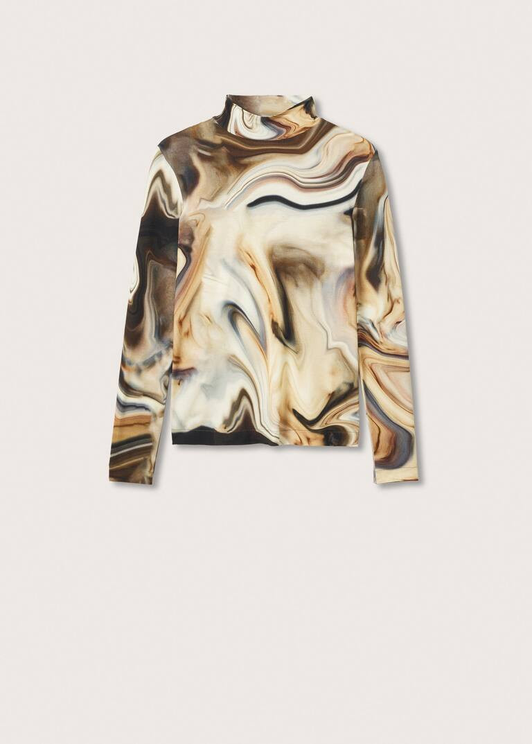 Printed long sleeve t-shirt -  Women | Mango USA | MANGO (US)
