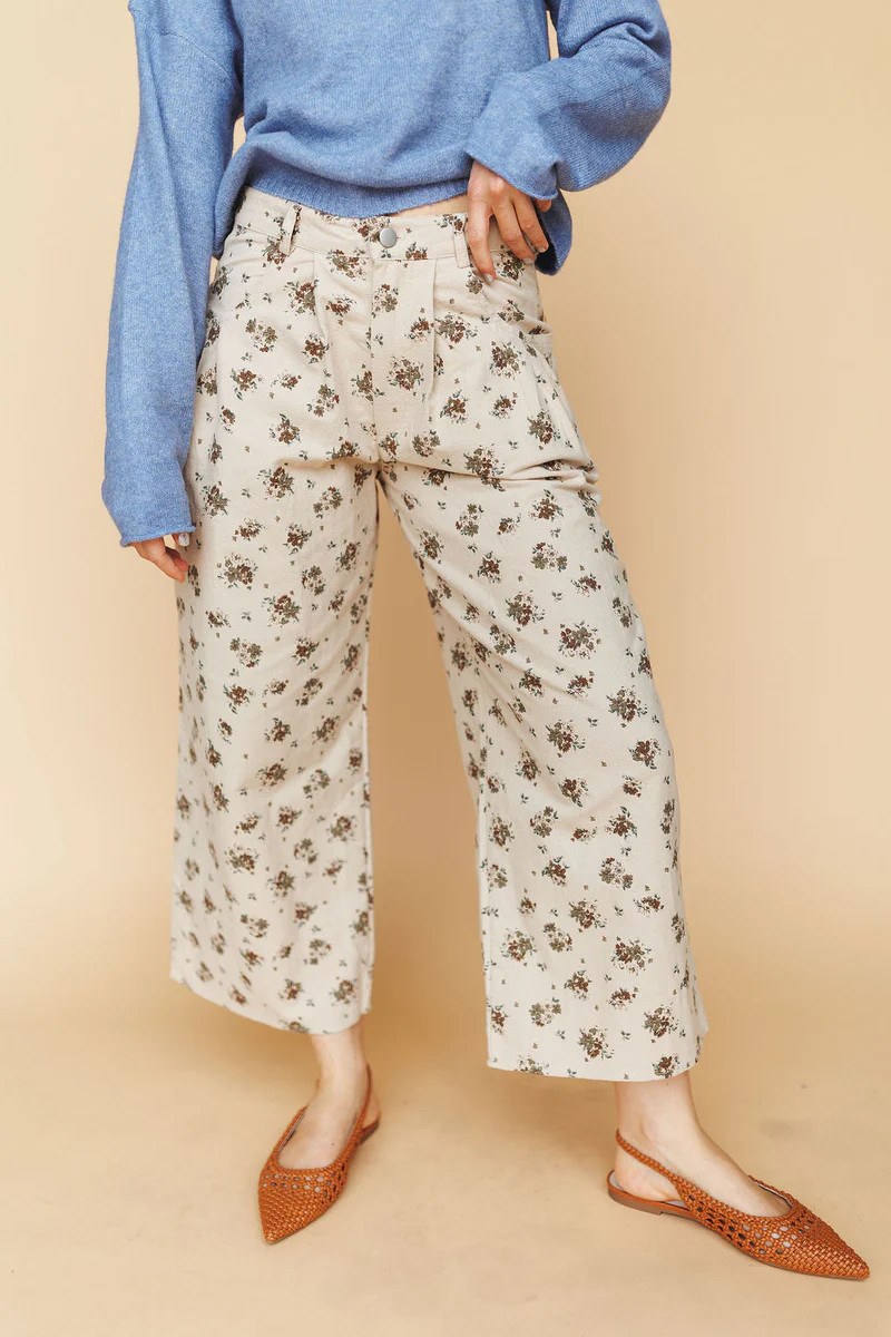 Charlie Floral Pants in Tan | Henly