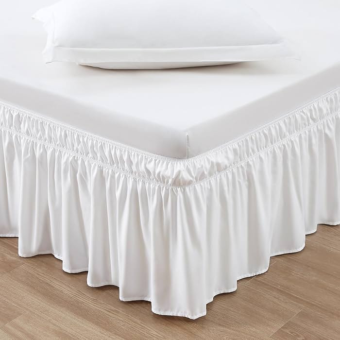 MEILA Wrap Around Bed Skirt Three Fabric Sides Elastic Dust Ruffled 24 Inch Tailored Drop,Easy to... | Amazon (US)