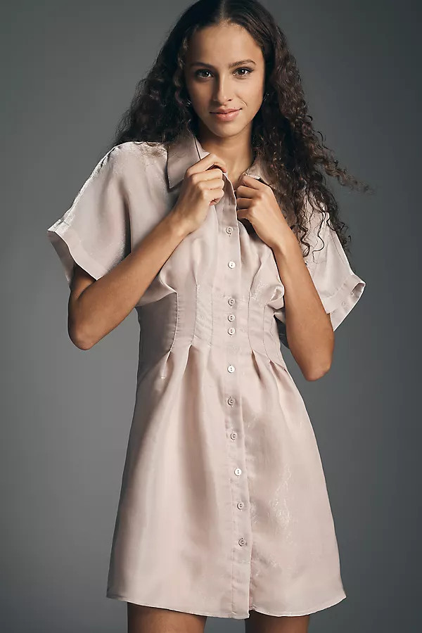 The Tobie Organza Mini Shirt Dress by Exquise | Anthropologie (US)