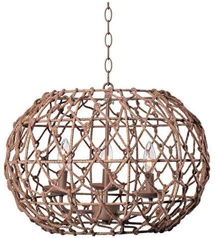 Kenroy Home Rustic Woven Pendant Ceiling Light Fixture, Tan | Amazon (US)