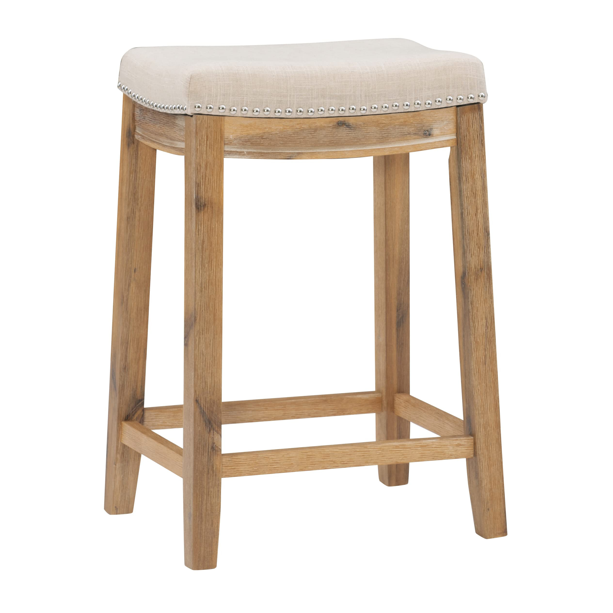 Linon Carson Blue Backless Bar Stool, Brown | Amazon (US)