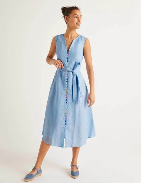 Cecilia Linen Dress Chambray Women Boden | Boden (US)