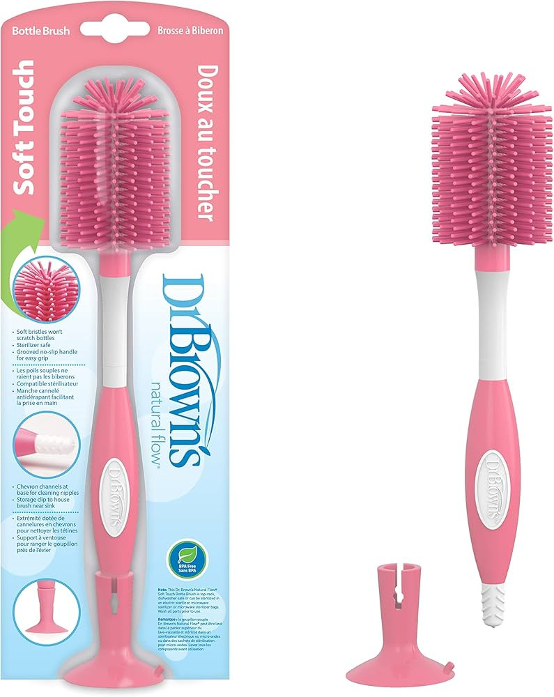 Dr. Brown's Soft Touch No Scratch Baby Bottle Cleaning Brush Nipple Cleaner with Stand and Storag... | Amazon (US)
