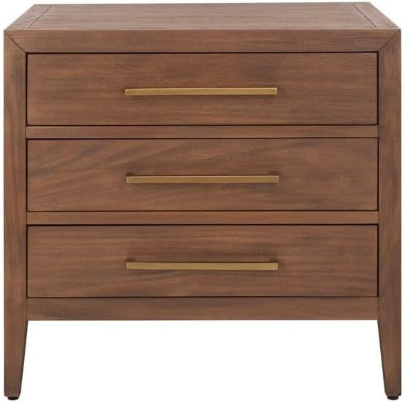 SAFAVIEH Couture Home Collection Ariella Brown 3-Drawer Wood Nightstand Table (Fully Assembled) | Amazon (US)