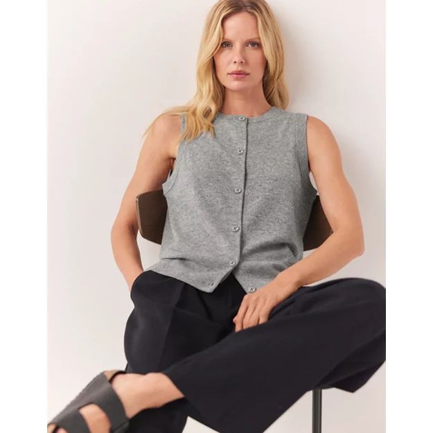 Knitted Button Through Tank with Cashmere | The White Company (UK)