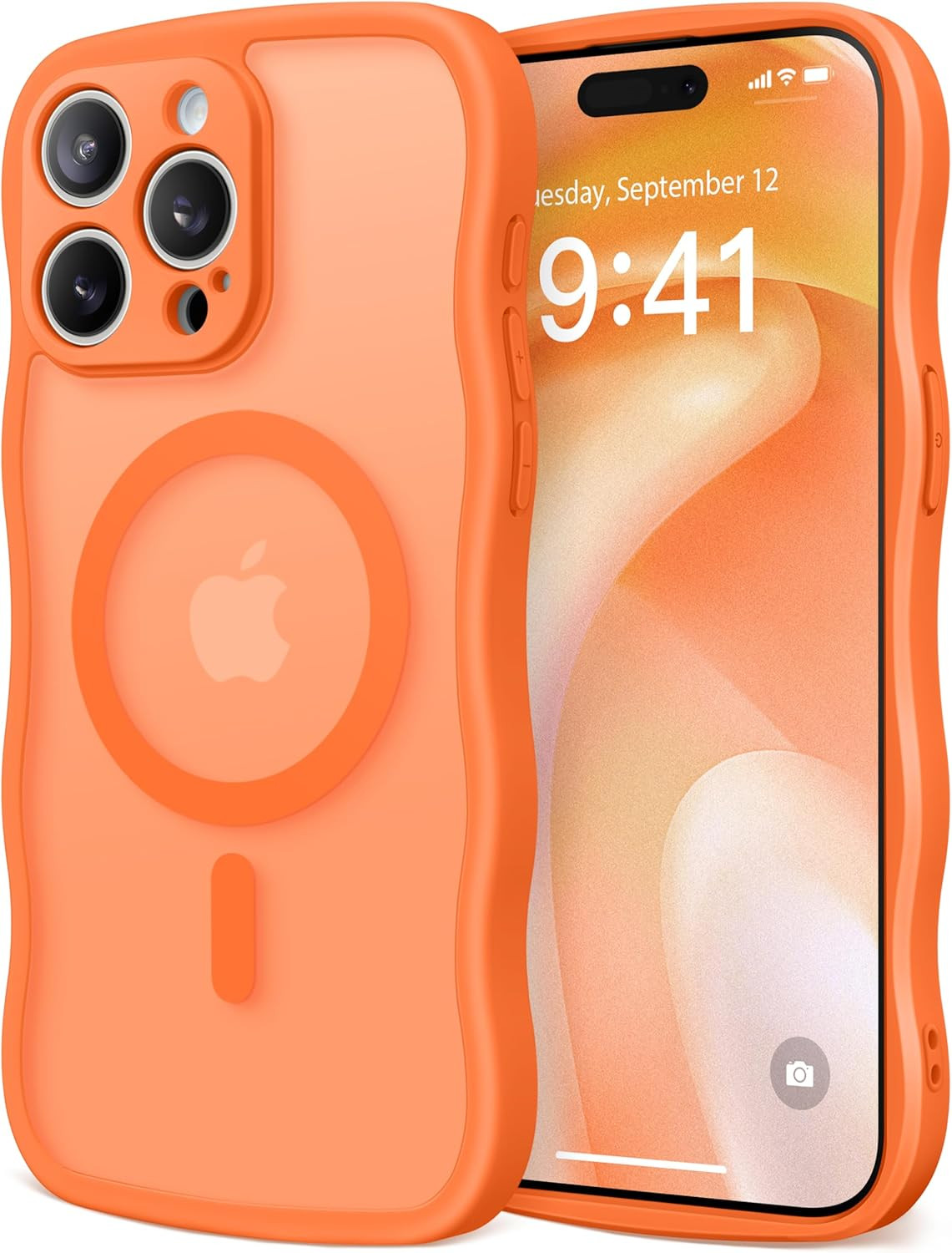 Cute for iPhone 15 Pro Max Case, Compatible with MagSafe, [Curly Wave Edge] [Full Camera Protecti... | Amazon (US)