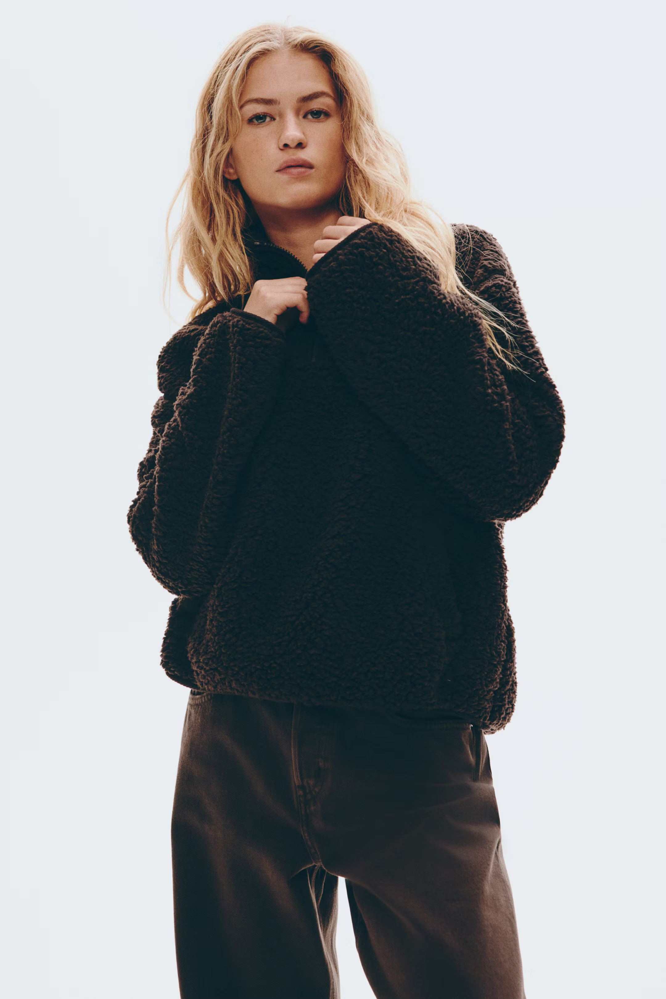 Zip-top teddy sweatshirt | H&M (US + CA)