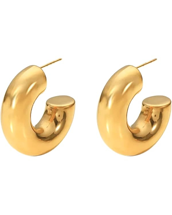 18k Gold Filled Hoop Statement Earrings for Women - Tarnish-Free Jewelry | Amazon (US)