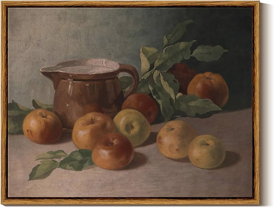 InSimSea Framed Canvas Wall Art Vintage Aesthetic Room Decor, Harvest Apples Still Life Oil Paint... | Amazon (US)