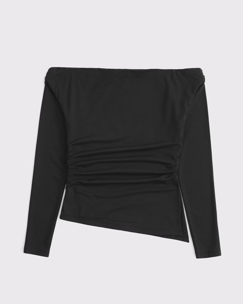 Abercrombie & Fitch Women's Off-The-Shoulder Draped Top in Black - Size XXS | Abercrombie & Fitch (US)