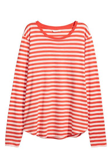 H & M - Long-sleeved Jersey Top - Orange | H&M (US)