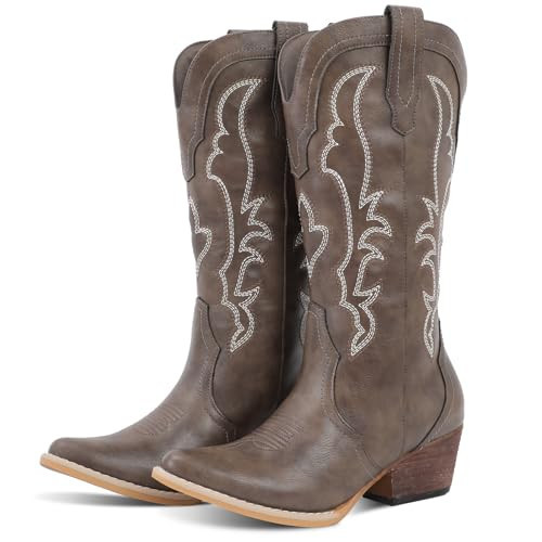 RLW Cowboy Boots for Women Classic Western Style Women's Cowgirl Boots with Comfortable Pointed Toe, Brown 8.5 | Amazon (US)