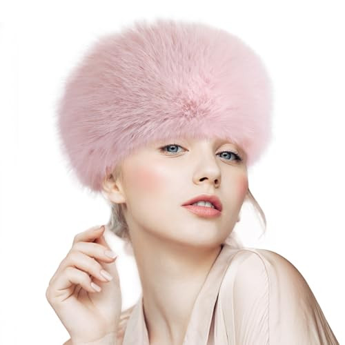 Itopupi Faux Fur Headbands for Women, Fluffy Winter Headbands for Women, Womens Winter Headband with Elastic Pink | Amazon (US)