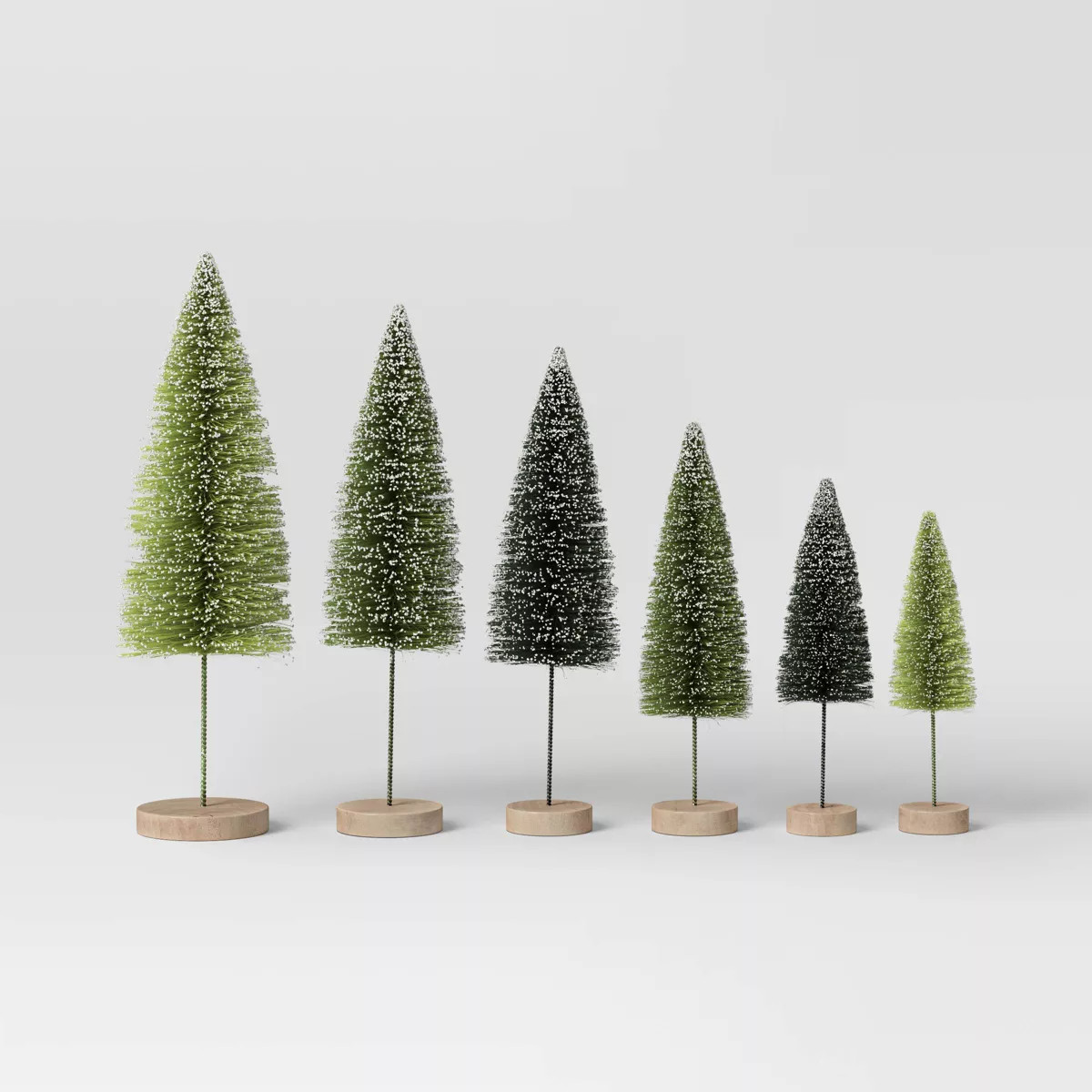 6pc Sisal Bottle Brush Tree Christmas Figurine Set - Wondershop™ | Target