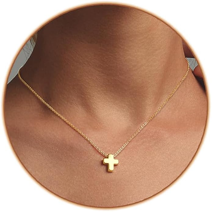 Cross Necklace for Women Simple Gold Cross Necklaces for Women Trendy Gold Necklace 18K Gold Plat... | Amazon (US)