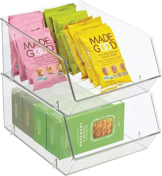 mDesign Plastic Open Front Food Storage Bin for Kitchen Cabinet, Pantry, Shelf, Fridge/Freezer - ... | Amazon (US)