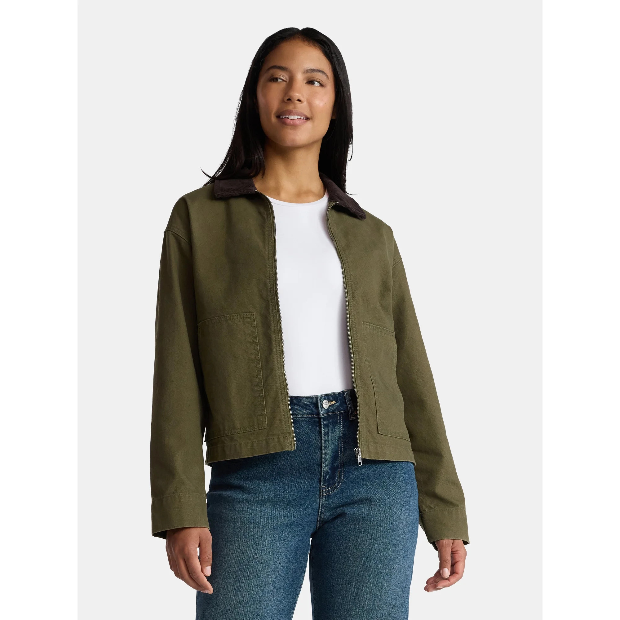 Madden NYC Women's Cotton Canvas Utility Jacket, Sizes XXS-XXL | Walmart (US)