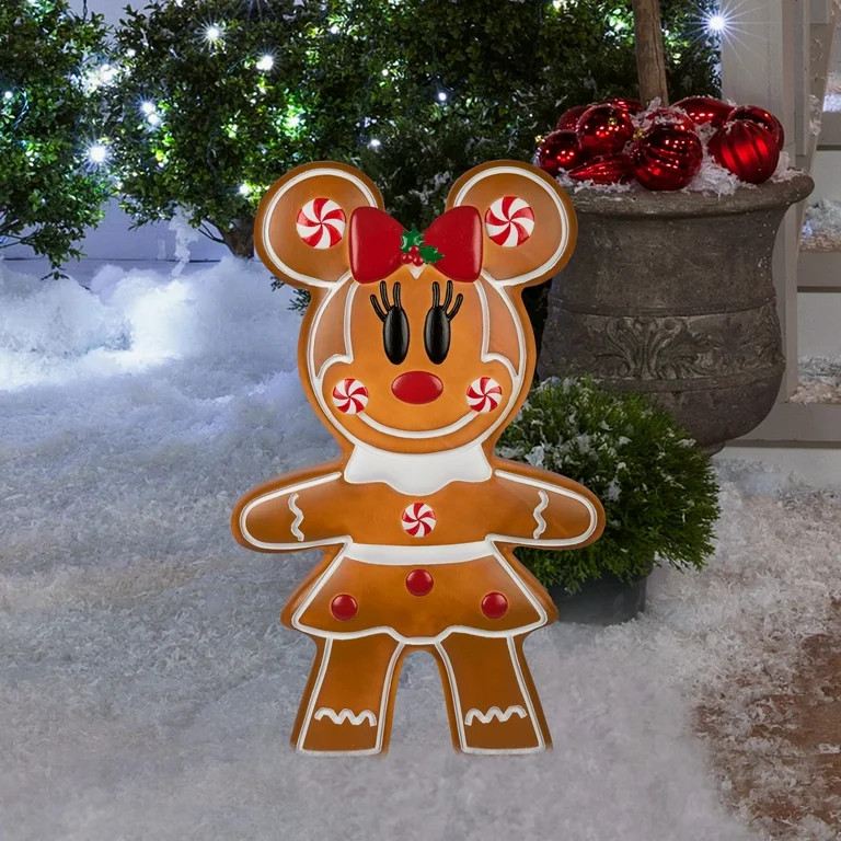 24 inch LED Lighted Gingerbread Minnie Mouse Blow Mold Outdoor Christmas Décor Disney | Walmart (US)