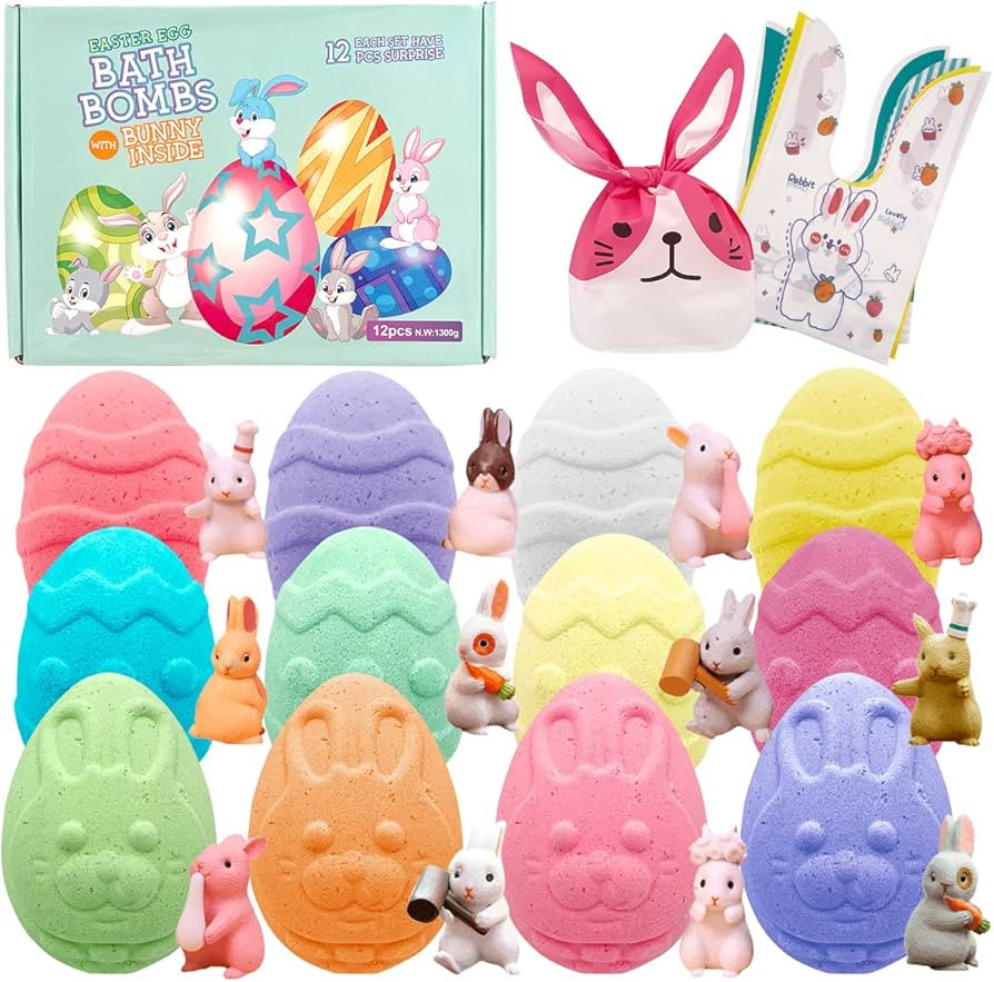 12 Pack Easter Egg Bath Bombs Gift Set with Bunny Inside, Super Cute Easter Egg Bath Bombs for Ea... | Amazon (US)