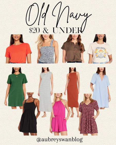 Old Navy sale! All items are $20 & under. They have so many cute options for dresses and shirts for the spring and summer season! 

Old Navy clothes, Old Navy women’s sale, spring dresses, tank top dresses, crew neck t-shirt, smocked fitted shirt, romper, maxi dress 