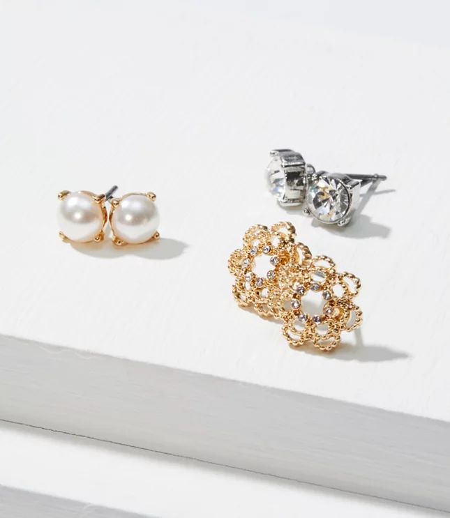 Pearlized Crystal Stud Earring Set | LOFT | LOFT