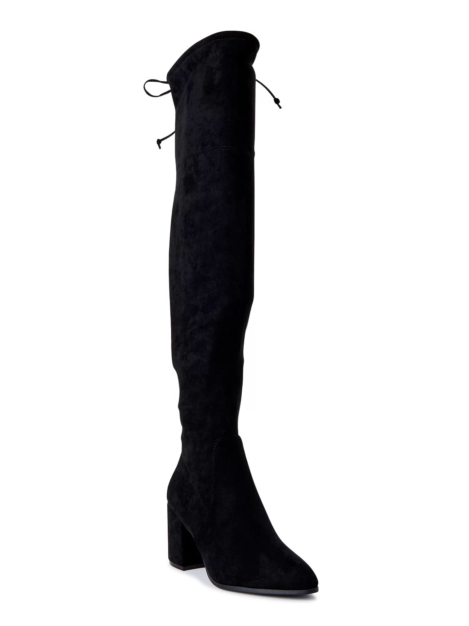 Scoop Women's Tie Back Block Heel Over the Knee Boots - Walmart.com | Walmart (US)
